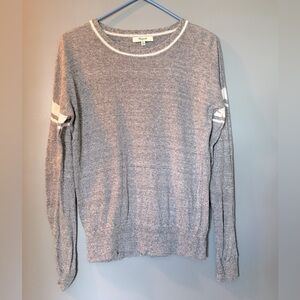 Madewell Varsity Inset Stripe Linen Lightweight Sweater Womens Sz XS